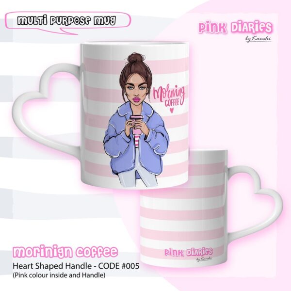 Morning Coffee heart shaped handle mug